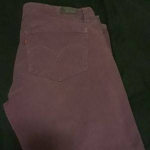 Purple corduroy Levi skinny jeans